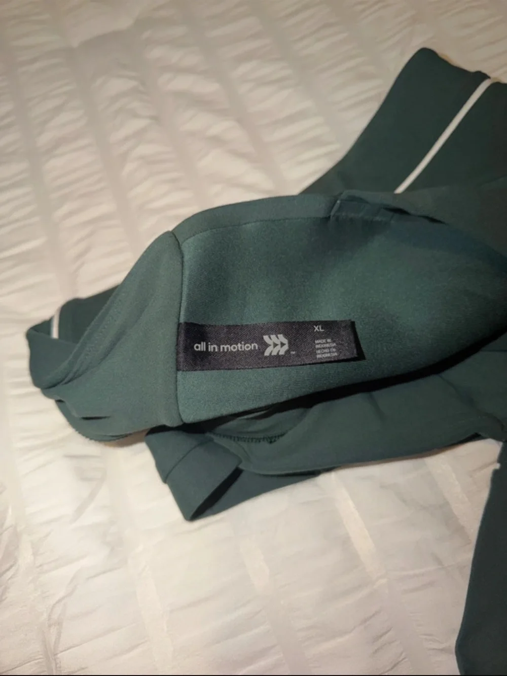 all in motion Dark Green Legging and Crop Top Set with White Stripe